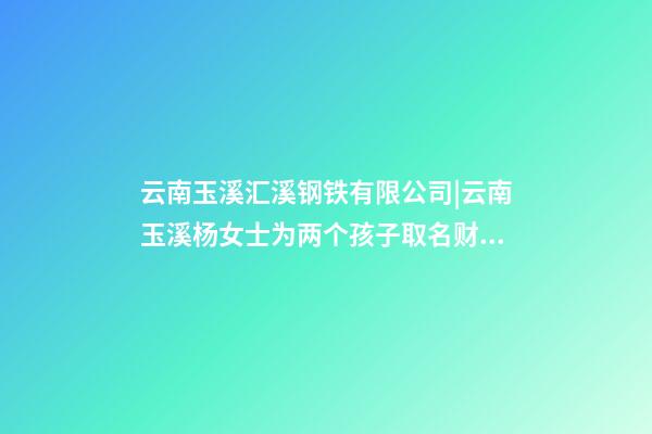 云南玉溪汇溪钢铁有限公司|云南玉溪杨女士为两个孩子取名财富型套餐-第1张-公司起名-玄机派